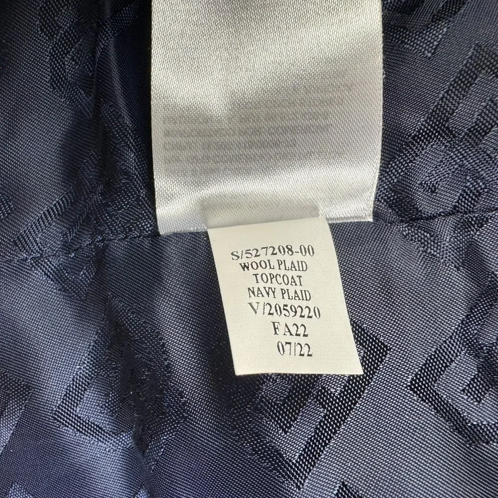 BANANA REPUBLIC Trento Plaid Topcoat Trench Coat Men's Medium Navy Wool Emmetex